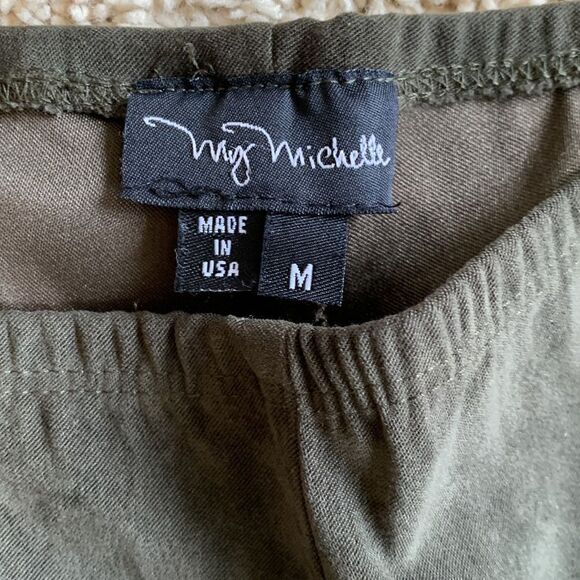 My Nicole Wide Leg Olive Green Faux Suede Pants pull on size medium - Picture 7 of 9